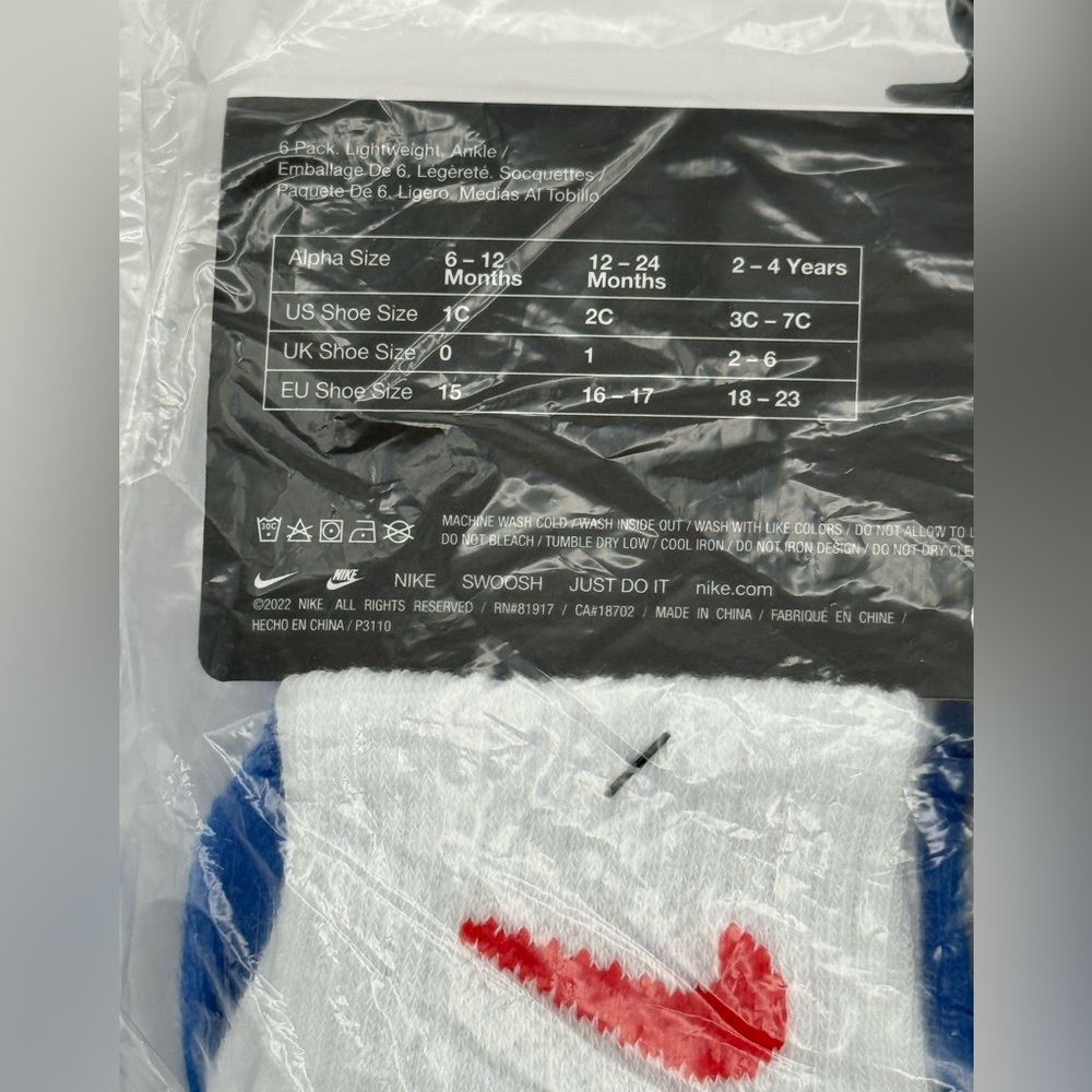⚜️ NIKE ⚜️ NEW Ankle Socks for Newborns/Baby 6-12 Months 6 pairs - Picture 5 of 6